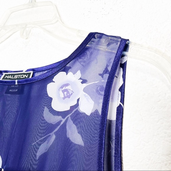 Vintage Halston Satin Peignoir Rose Maxi Sheer Feminine Dainty Dress - Picture 5 of 12